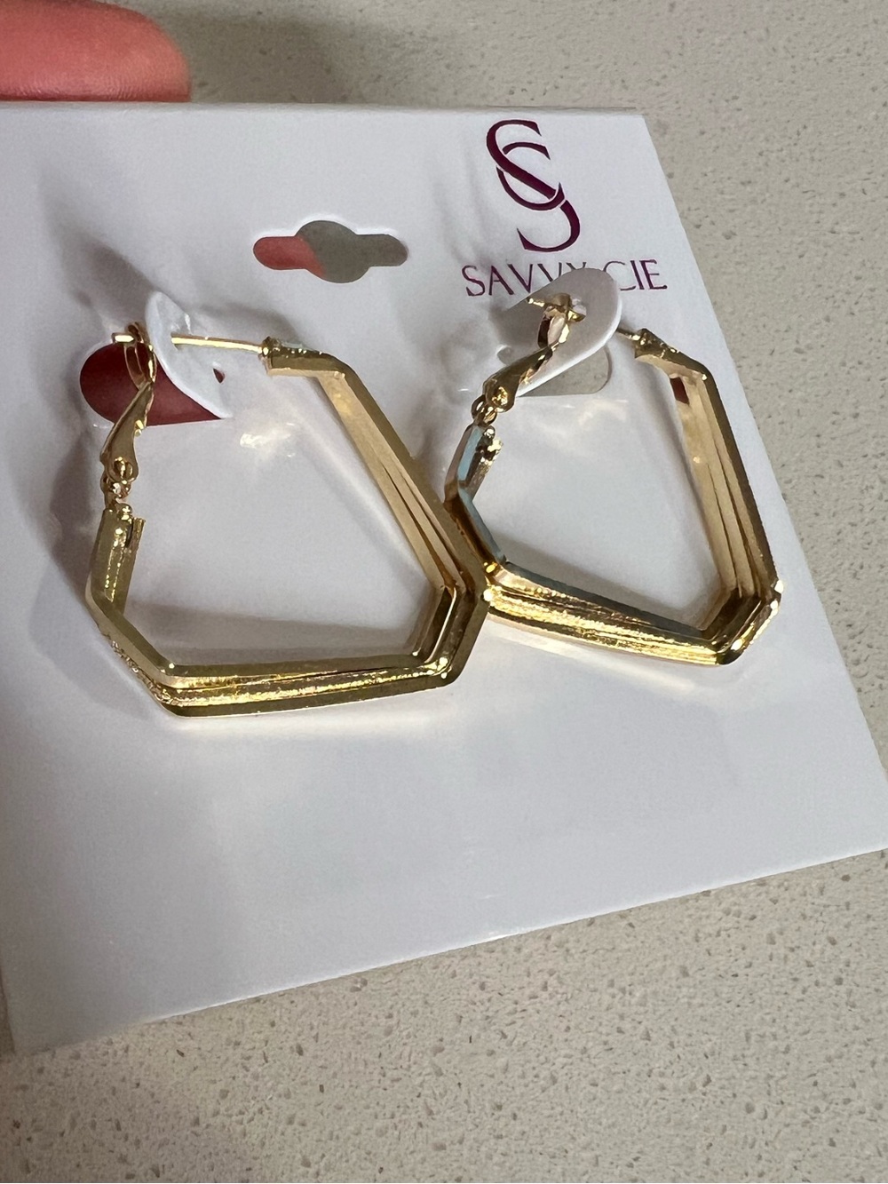 NWT Gold Hexagon Hoop Earrings - Women Jewelry